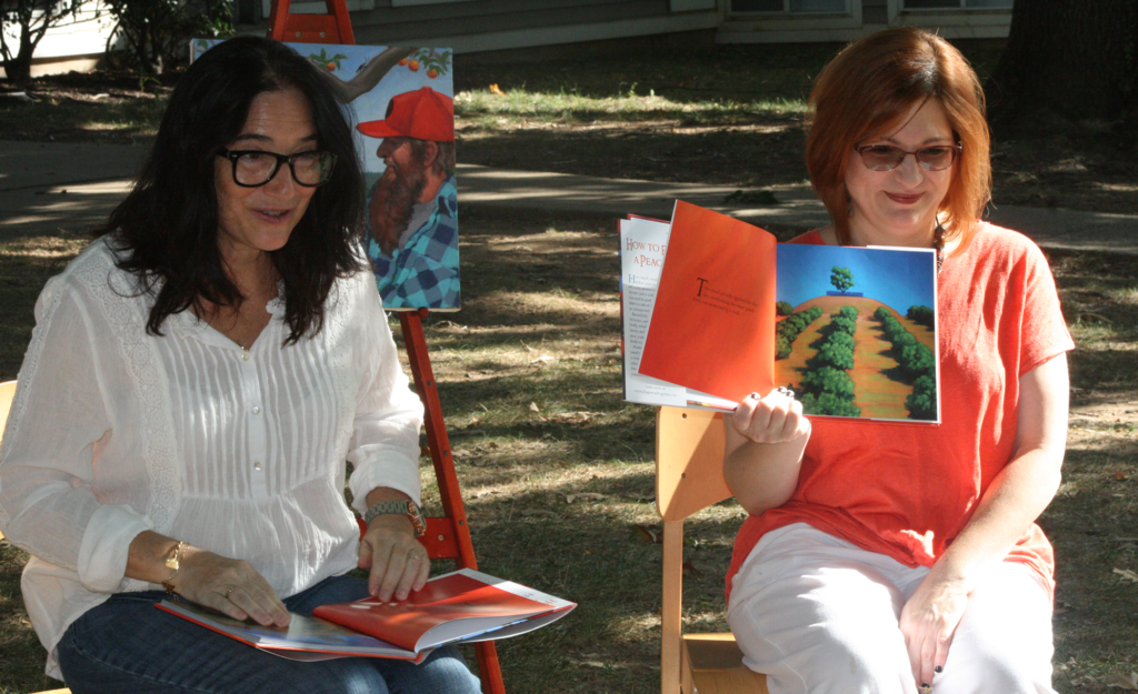 The picture above is Karen reading her new book, How to Eat a Peach, to an AART class in October 2019.  